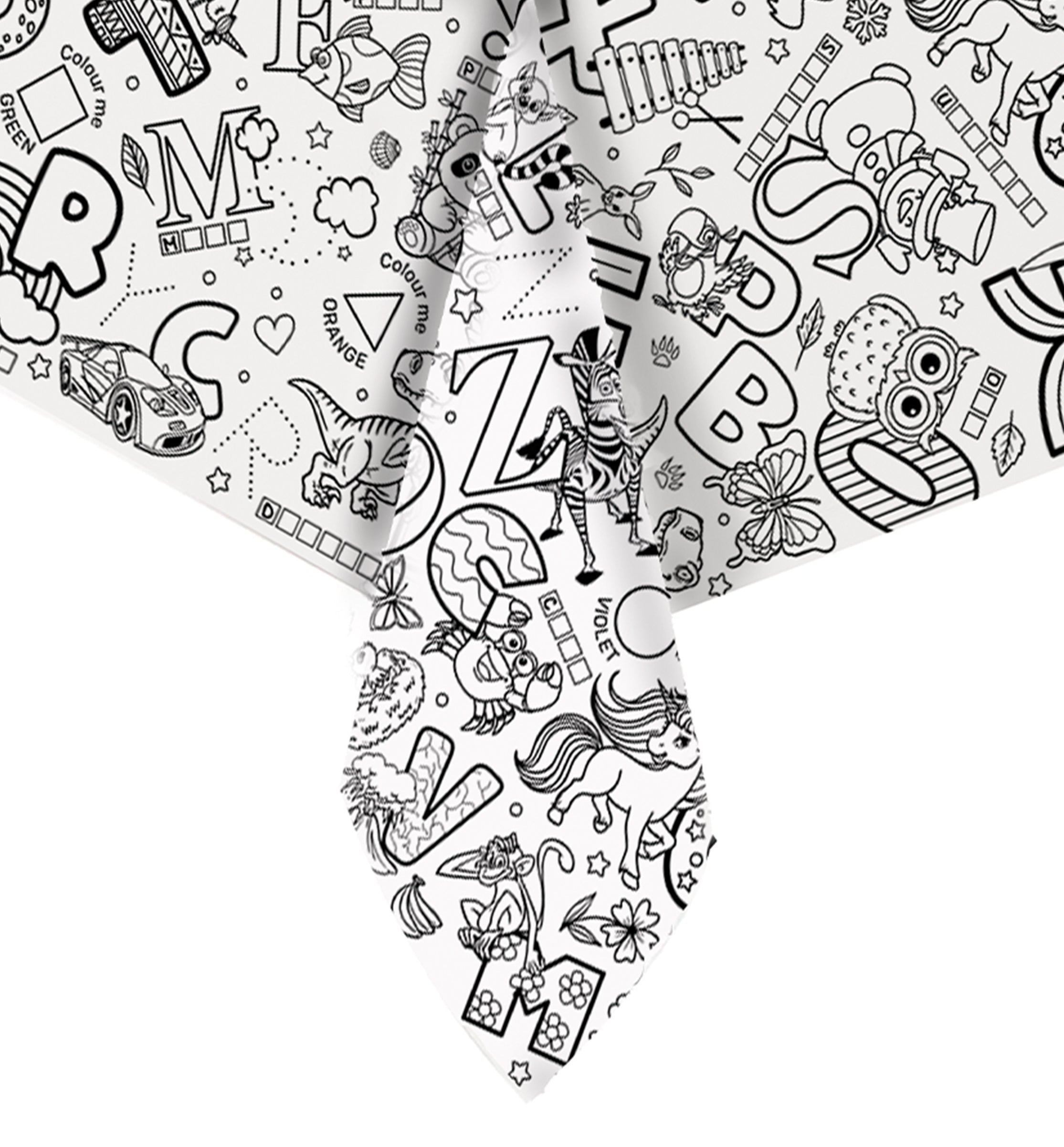 Educational colouring tablecloth, English learning colouring cloth, Alphabet colouring table cover, Kids learning through play, Eco educational craft