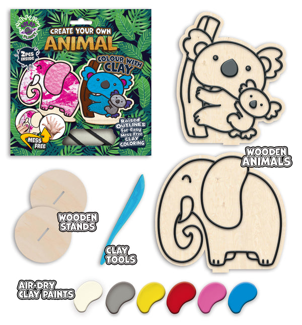 Animal clay coloring kit, Animal clay art set, koala, elephant  modeling craft for kids, animal  clay coloring activity, DIY animal craft kit, Kids animal sensory art, animal creative project, Non-toxic animal clay kit, Koala clay craft, Fun elephant activity for children.