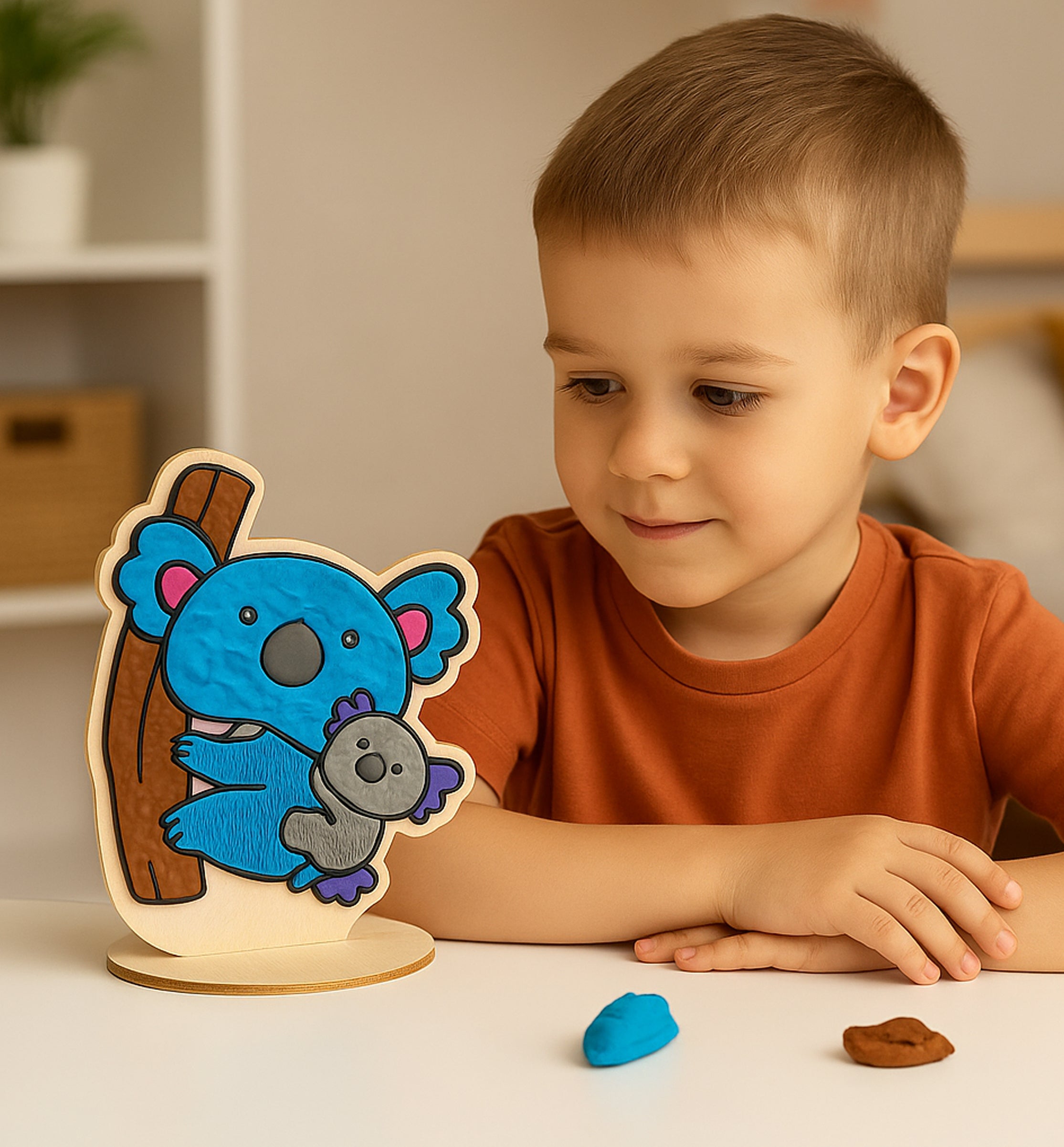 Animal clay coloring kit, Animal clay art set, koala, elephant  modeling craft for kids, animal  clay coloring activity, DIY animal craft kit, Kids animal sensory art, animal creative project, Non-toxic animal clay kit, Koala clay craft, Fun elephant activity for children.