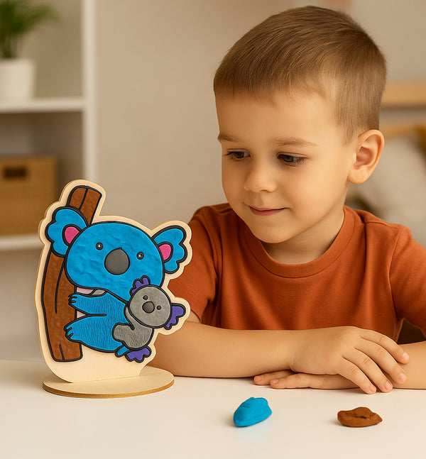 Animal clay coloring kit, Animal clay art set, koala, elephant  modeling craft for kids, animal  clay coloring activity, DIY animal craft kit, Kids animal sensory art, animal creative project, Non-toxic animal clay kit, Koala clay craft, Fun elephant activity for children.