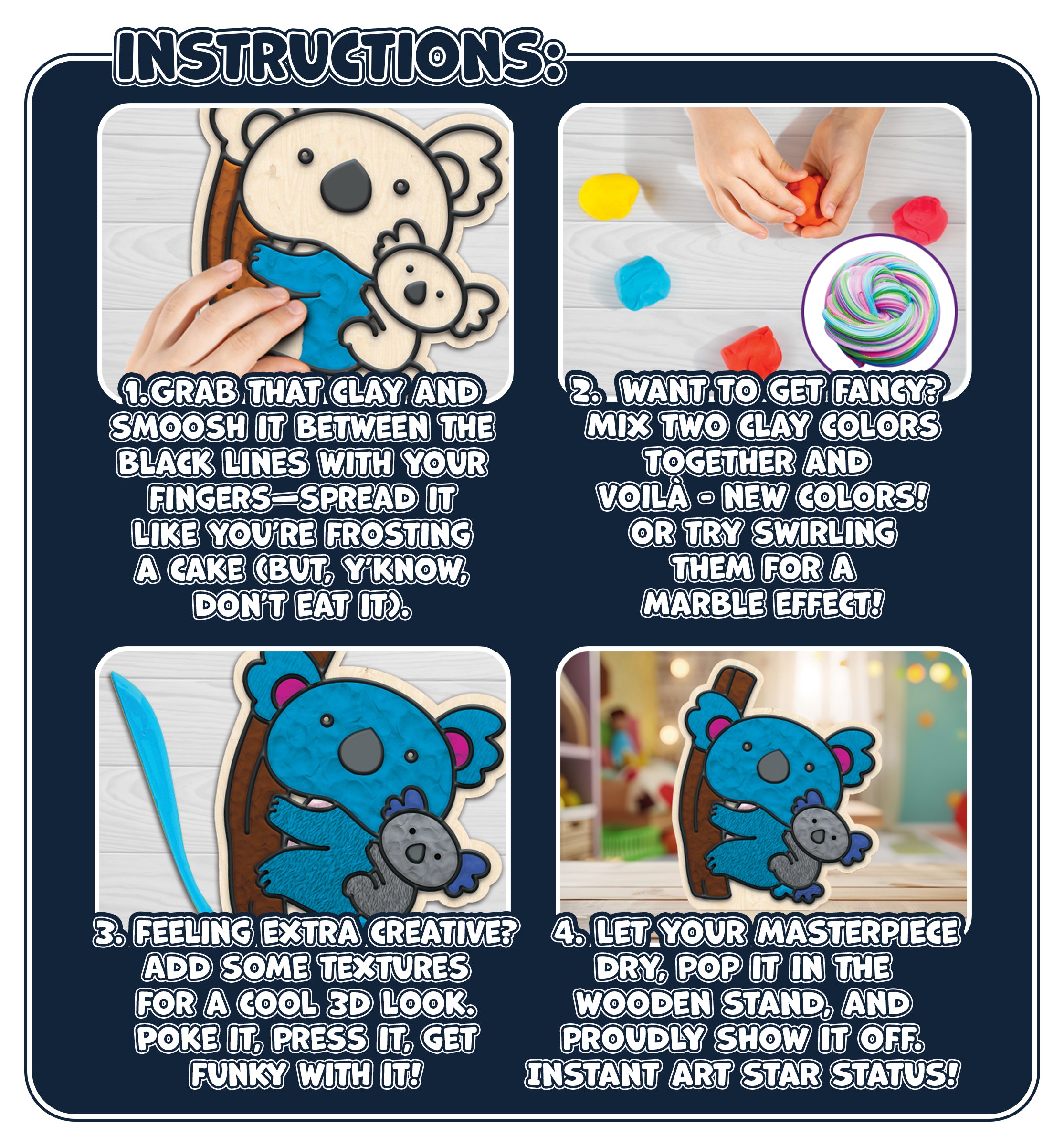 Animal clay coloring kit, Animal clay art set, koala, elephant  modeling craft for kids, animal  clay coloring activity, DIY animal craft kit, Kids animal sensory art, animal creative project, Non-toxic animal clay kit, Koala clay craft, Fun elephant activity for children.
