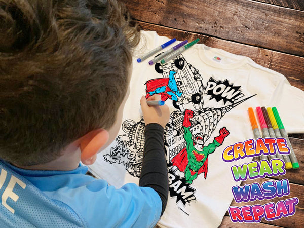 kids, children, childrens, color in t-shirt, color your own t-shirt, coloring shirt, splat planet, cars, race car, racing car, sports car, car coloring, car t-shirt, kids activity, kids craft, arts and crafts for kids, screen free activity, rainy day activity, washable markers, toddler activity, race track, racing, fast cars, boys gift, birthday gift for kids, DIY t-shirt, wearable art, creative play