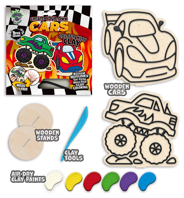 Cars clay coloring kit, Car themed clay art set, Car clay craft for kids, DIY car modeling kit, 3D car clay project, Sensory car clay kit, Creative car craft activity, Non-toxic clay craft set, Vehicle clay art kit, Kids car craft.