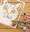 Grey cat wooden art craft  kit, Cat craft kit for kids, Layered cat wood art, DIY cat painting set, Cute cat wooden décor, Cat lover gift crafts, Wooden cat wall art, Kids cat craft activity, Creative feline art project.