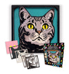 Grey cat wooden art craft  kit, Cat craft kit for kids, Layered cat wood art, DIY cat painting set, Cute cat wooden décor, Cat lover gift crafts, Wooden cat wall art, Kids cat craft activity, Creative feline art project.