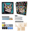 Grey cat wooden art craft  kit, Cat craft kit for kids, Layered cat wood art, DIY cat painting set, Cute cat wooden décor, Cat lover gift crafts, Wooden cat wall art, Kids cat craft activity, Creative feline art project.
