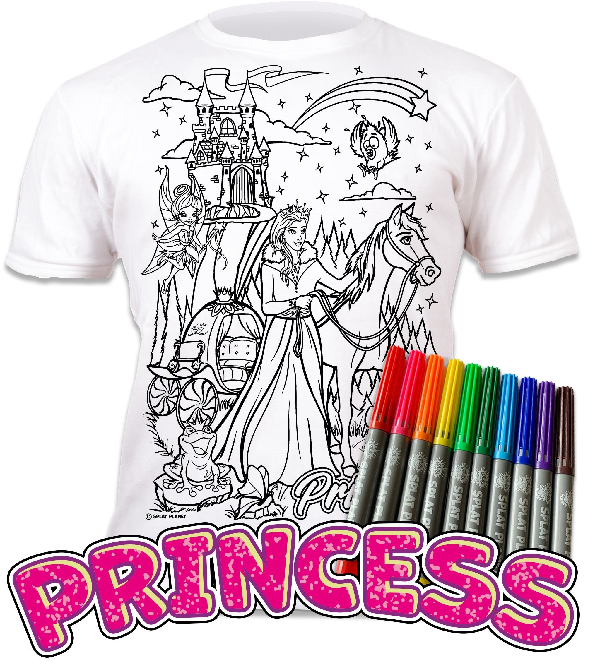 kids, children, eatsleepdoodle, eat sleep doodle, grafix, childrens, color in t-shirt, splat planet, coloring, color in, washable markers, magic, toddlers, Kids, princess coloring, princess, Disney Princess, fairytale, fairy tale, castle, crown, tiara, royal, queen, prince, enchanted, magical, unicorn, rainbow, pink, dress up, fantasy, fabric markers, girls, boys, toddlers, gift, birthday, Christmas, creative, reusable, washable colouring, colour in clothing, kids craft, arts and crafts, creative gift, scre