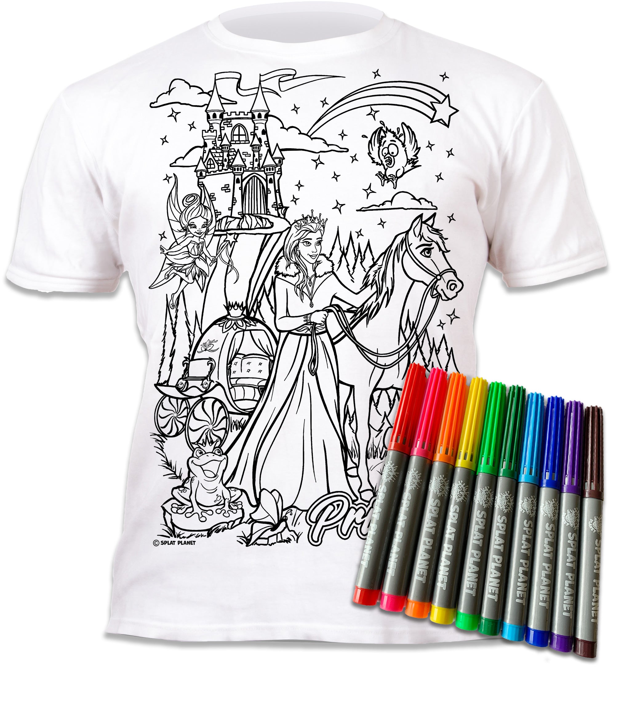 kids, children, eatsleepdoodle, eat sleep doodle, grafix, childrens, color in t-shirt, splat planet, coloring, color in, washable markers, magic, toddlers, Kids, princess coloring, princess, Disney Princess, fairytale, fairy tale, castle, crown, tiara, royal, queen, prince, enchanted, magical, unicorn, rainbow, pink, dress up, fantasy, fabric markers, girls, boys, toddlers, gift, birthday, Christmas, creative, reusable, washable colouring, colour in clothing, kids craft, arts and crafts, creative gift, scre