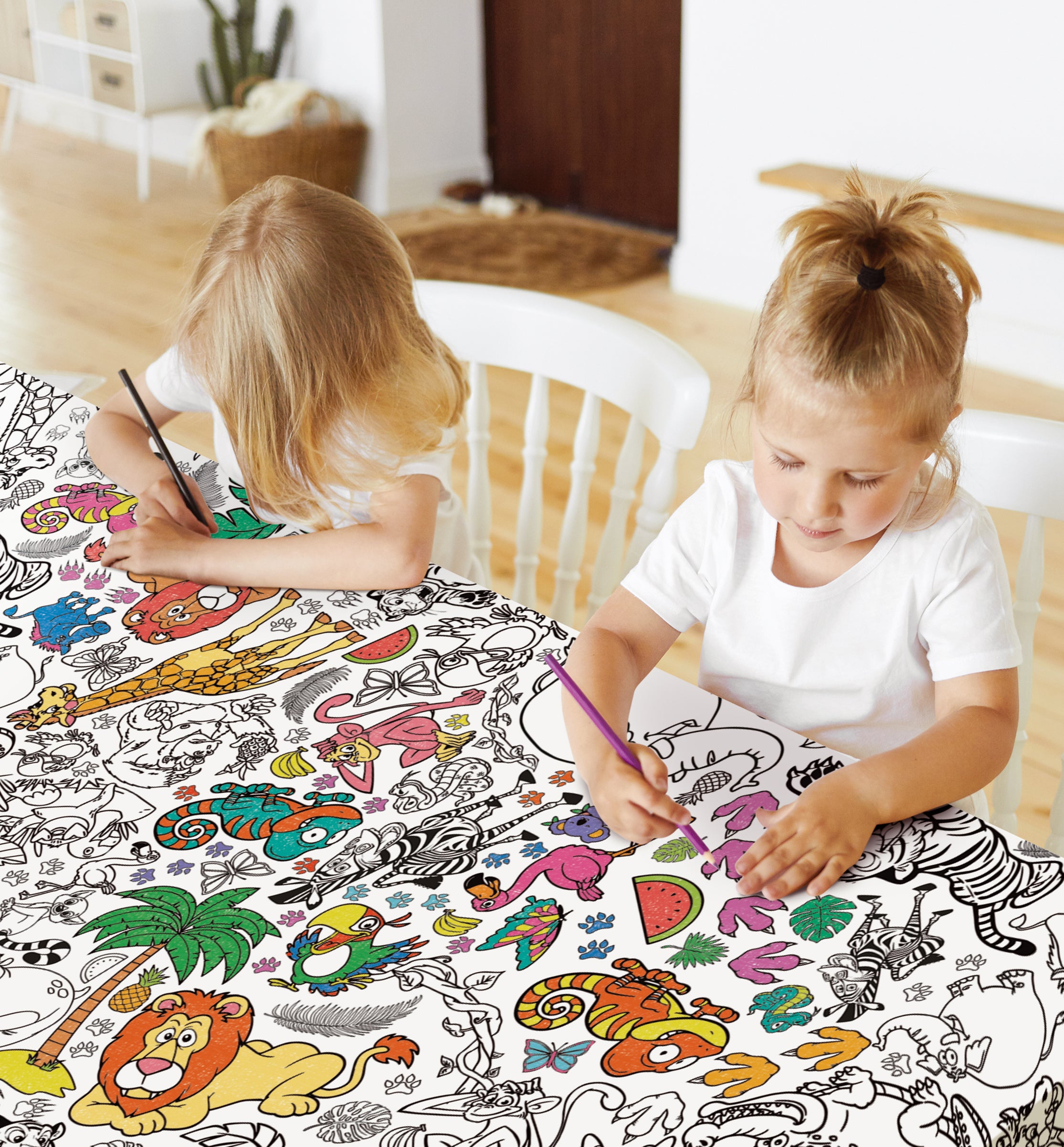 Safari coloring tablecloth, Animal coloring table cover, Kids safari coloring poster, Party coloring table cloth, Eco friendly kids coloring activity, Splat Planet safari craft, Giant coloring sheet for kids