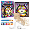 Cat wooden art craft kit, Cat craft kit for kids, Layered cat painting set, DIY cat craft, Cute cat wooden art, Cat wall décor, Kids cat activity kit, Cat lover craft project.