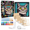 Grey cat wooden art craft  kit, Cat craft kit for kids, Layered cat wood art, DIY cat painting set, Cute cat wooden décor, Cat lover gift crafts, Wooden cat wall art, Kids cat craft activity, Creative feline art project.